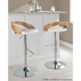 thumbnail image 2 of LumiSource Chrome Metal, Zebra Wood, White PU Grotto Adjustable Barstool - Set of 2, 2 of 9