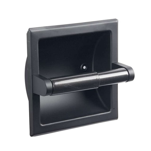 Portarrollos de papel higiénico empotrado negro mate para rollos regulares, Portarrollos de papel higiénico pivotante negro Soporte de pared de metal, en Portarrollos de papel higiénico negr