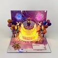 thumbnail image 3 of Birthday Card, Musical Pop Up Birthday Cards w Firework Lights, Blow Out LED Light Candle & Play Happy Birthday Music Pop Up Card, Greeting Cards Gifts for Him or Her, Black Gold, 3 of 6