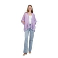 thumbnail image 3 of Tahari Women's Lightweight Kimono with Crochet Fringe Trim, Light Purple, 3 of 7