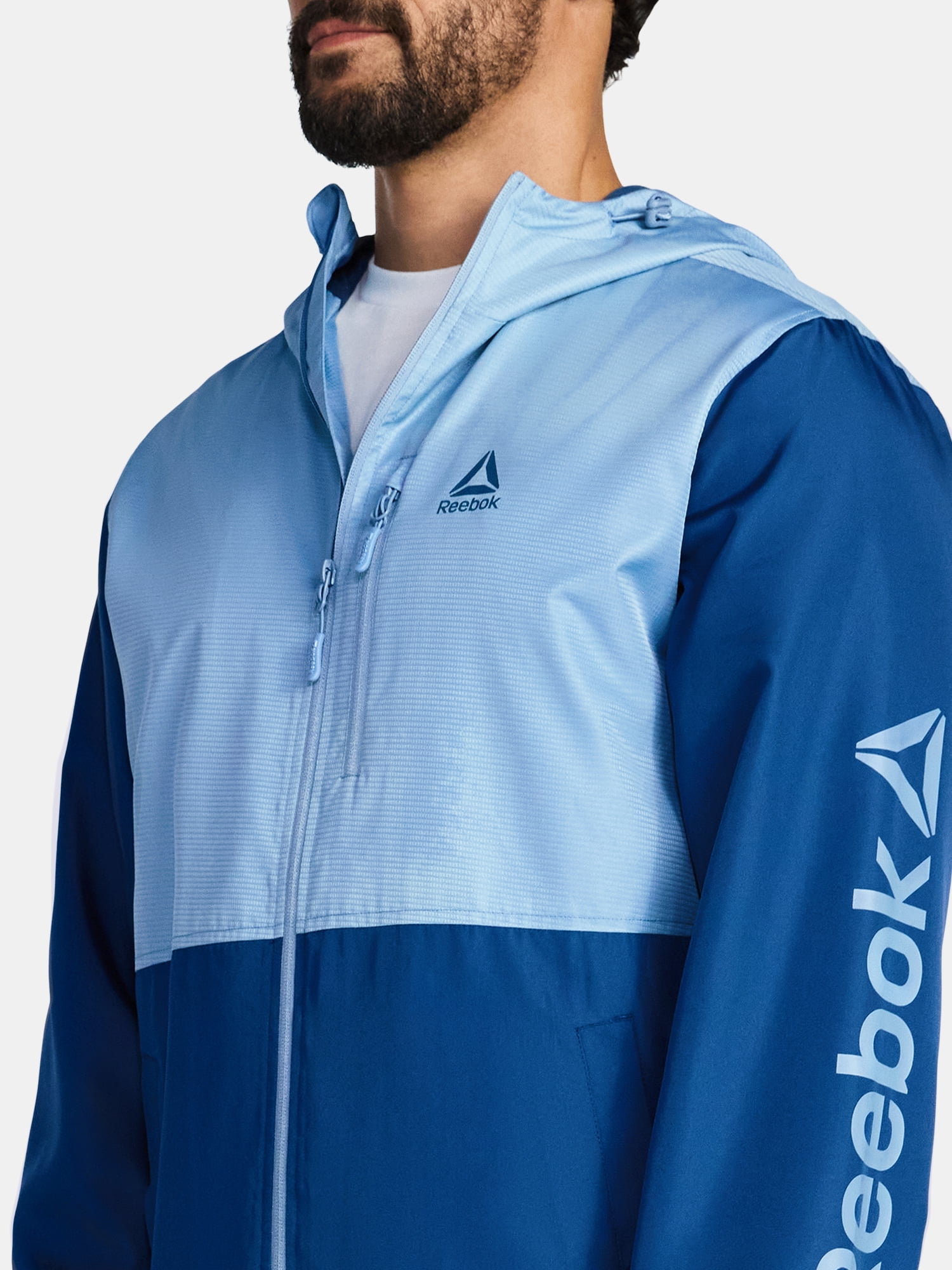 Reebok Men and Big Men's Jersey Lined Windbreaker Jacket with Hood, Lightweight, Sizes S-3XL