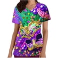 thumbnail image 2 of Cxenplz Valentine Scrub Tops Women V-Neck Short Sleeve Holiday Themed Heart Scrubs, 2 of 5