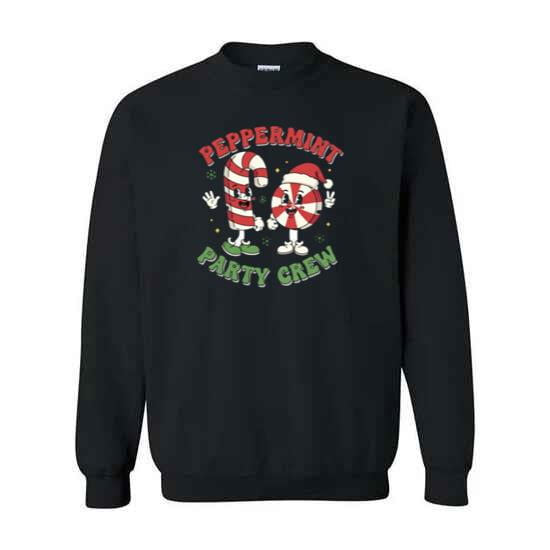 Peppermint Party Crew Funny Cute Christmas Candy Unisex Sweatshirt up to 5XL