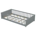 thumbnail image 5 of Miniyam Wood Twin Size Floor Bed with Built-in Book Storage Rack for Toddler, Gray, 5 of 7