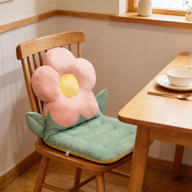 Coussin de Chaise Intégré en Forme de Fleur 17,72 Po Dossier Intégré Protection de la Taille Haute Résilience Rembourrage Toutes Saisons Soulagement de la Pression sur les Hanches pour Bureau Assise Prolongée Maison Étude Chaise de Salle à Manger Chaise de Bureau