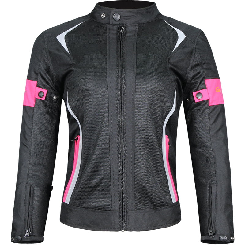 Women All Weather Black Pink Mesh Motorcycle Riding Jacket, 59% OFF