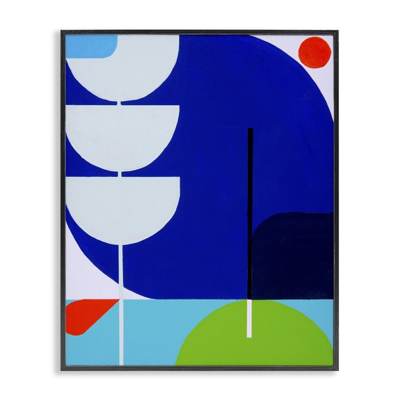 Stupell Industries Mid-Century Blue Contemporary Shapes Black Framed Giclee Art, 16 x 20, by Marion Griese