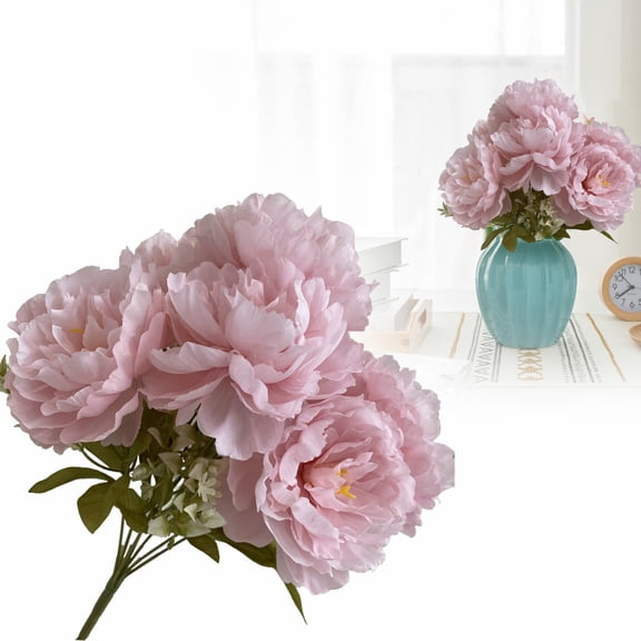 7 Heads Peonies Artificial Flowers 16.5'' Vintage Peony Artificial Flowers Bouquet with Stem Lifelike Fake Peonies Silk Flower for Vase Floral Arrangements Wedding Table Centerpieces Home Decor - A