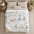 thumbnail image 5 of Deer Among Snowy Hills Evergreen Trees And Cottages for Woodland Wildlife Enthusiasts, Serene Watercolor Art Home Decor for Living Room and Bedroom, Christmas Gift and Cozy Flannel Blanket, 5 of 9