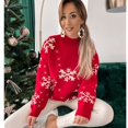 thumbnail image 2 of Suéteres de moda para mujer 2024, suéter de punto con cuello redondo y manga larga con patrón de copo de nieve navideño, jerséis de otoño para mujer, prendas de punto, 2 of 5