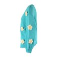 thumbnail image 6 of Caoirhny Women Fashion Wild Cardigan Flower Decor Lantern Long Sleeve Knitted Sweater Coat Autumn Winter Open Front Outerwear, 6 of 9