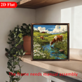 thumbnail image 6 of 2D Flat 12x12 Inch Rustic Farmhouse Wooden Wall Art - Countryside Cow by the River Scene with Frame, No Electricity Needed, Perfect for Bathroom, Garden, Coffee Shop, Office Decor Holiday Gifts, C, 6 of 7