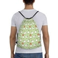 thumbnail image 2 of Drawstring Backpack - Funny Cute Duck Flower Green Splash Proof Small Drawstring Gym Bag for Women Men, Cinch Sports String Bag Backpack for Travel Swimming Beach, 2 of 8