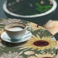 thumbnail image 3 of Ambesonne Sunflowers Fitted Round Tablecloth, Nostalgic Floral Summer, 56"- 60" Diameter, Pastel Yellow Dark Rust, 3 of 5