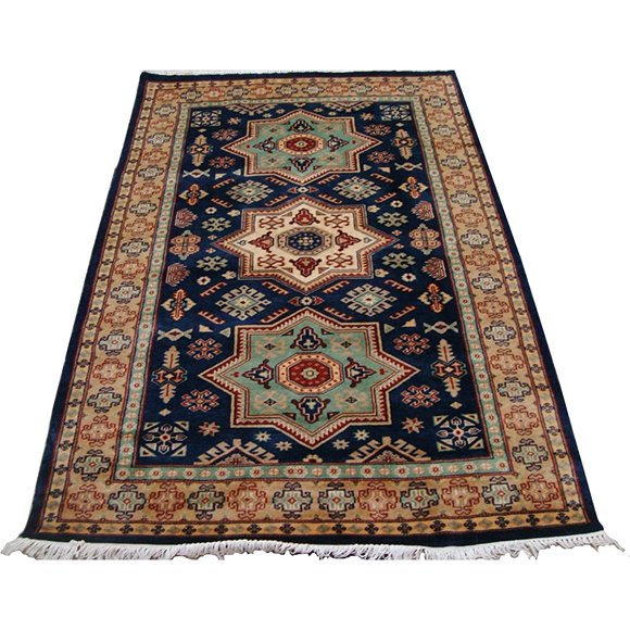 Super Shirvan Kuba Tapis Géométrique Noué à la Main (6 x 4)'