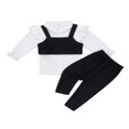 thumbnail image 1 of Kids Baby Girl Clothes Set Long Sleeve Shirt +Short Tank Vest + Trousers Spring Fall 3pcs Outfits, 1 of 9