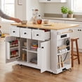 thumbnail image 1 of Homy Casa 53" Kitchen Island with 2 Bar Stools, Power Outlets, Storage, White, MDF, 1 of 6