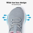 thumbnail image 2 of KOLILI Wide Womens Road Running Shoes Slip On Tennis Sneakers for Gym Workout Indoor Outdoor Light Gray/Pink 8.5-9 US/41 EU, 2 of 7