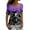 Purple, variant on Fsqjgq Women's T-Shirts Casual Basic T Shirts for Women V Neck Rose Print Casual Top T Shirt Purple S