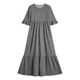 thumbnail image 3 of Girls Tiered Maxi Dresses Half Sleeve Ruffle Hem Long Dress Summer Casual Vacation Outfits Gray, Size 5 Y, 3 of 7
