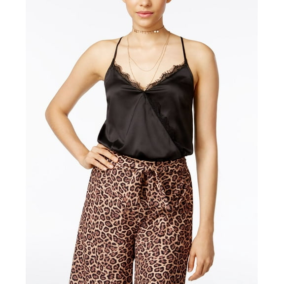 Material Girl Juniors Lace Trim Surplice Cami Bodysuit Size M