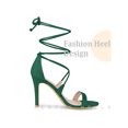 thumbnail image 3 of BLISSFUL STEP Stiletto High Heels Lace Up Sandals for Women Green 6, 3 of 6