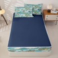 thumbnail image 4 of Castle Fairy Retro Surf Skeleton Tile Zipper Twin Comforter Sets with Fitted Sheet and 2 Pillowcases,Tropical Palm Wave Summer Seamless Print Zipper Bedding Set,Sky Cream,Reversible,4-Piece, 4 of 6