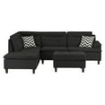 thumbnail image 5 of Miekor Furniture Living Room Furniture Black Cushion Sectional w Ottoman Linen Like Fabric Sofa Chaise 05209, 5 of 12