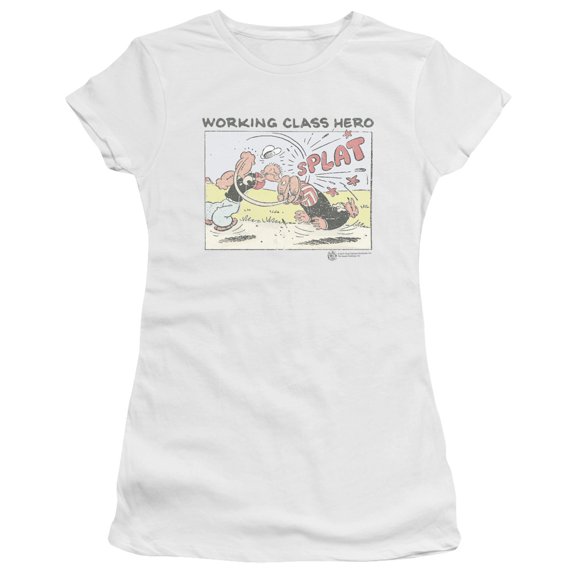 Popeye - Blue Bash - Juniors Teen Girls Cap Sleeve Shirt - Medium
