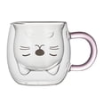 thumbnail image 4 of Taza de vidrio aislante de doble pared, taza para leche, taza para espresso, linda taza resistente al calor Gato Blanco Con Mango Rosa, 4 of 9