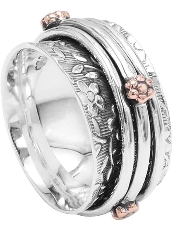 Earth Gems Jewelry Silver Spinner Ring - Fidget & Yoga Jewelry for Women