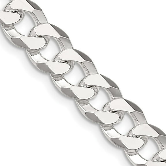 Primal Silver Sterling Silver 8.5mm Beveled Curb Chain