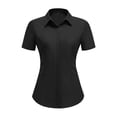 thumbnail image 2 of Blusa HOTOUCH para mujer, cuello negro, manga corta, túnica S, 2 of 6