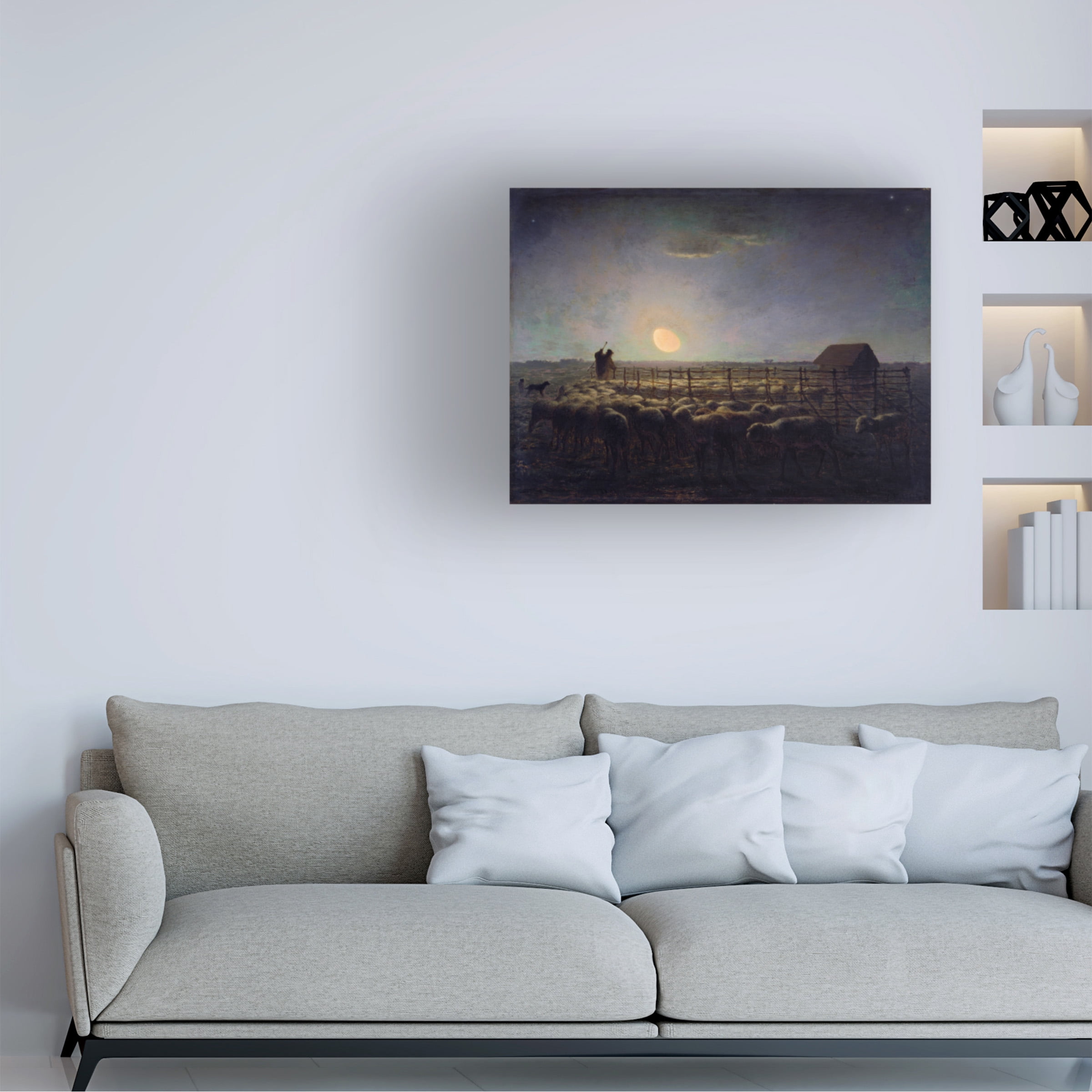 Jean-Francois Millet 'The Sheepfold, Moonlight' Canvas Art