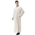 thumbnail image 6 of Ceisia Men's Long Sleeve Solid Color Robe Loose Fit Full Length Thobe with Embroidery for Ramadan Beige XXL Gifts, 6 of 9