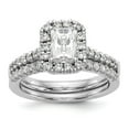 thumbnail image 6 of 14K White Gold Ring Band Engagement Semi Mount Emerald (4 Prong) center Stone Mounting Octagon Diamond, Lab Grown Round, Size 5, 6 of 8