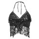 thumbnail image 1 of Camisa de bailarina India Sujetador con Tira de Flecos Complimentos Ropa de Rendimiento de Latino - Negro, se describe Sunnimix  Traje de baile sujetador, 1 of 8