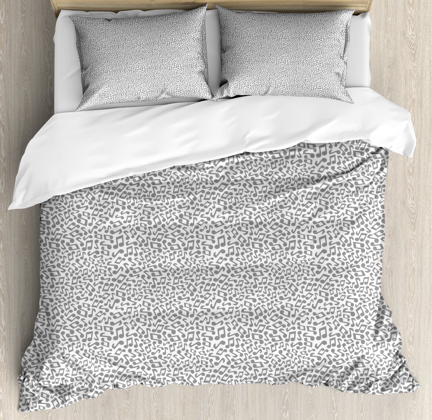 Music Duvet Cover Set King Size, Complex Stylized Monochrome Notes ...