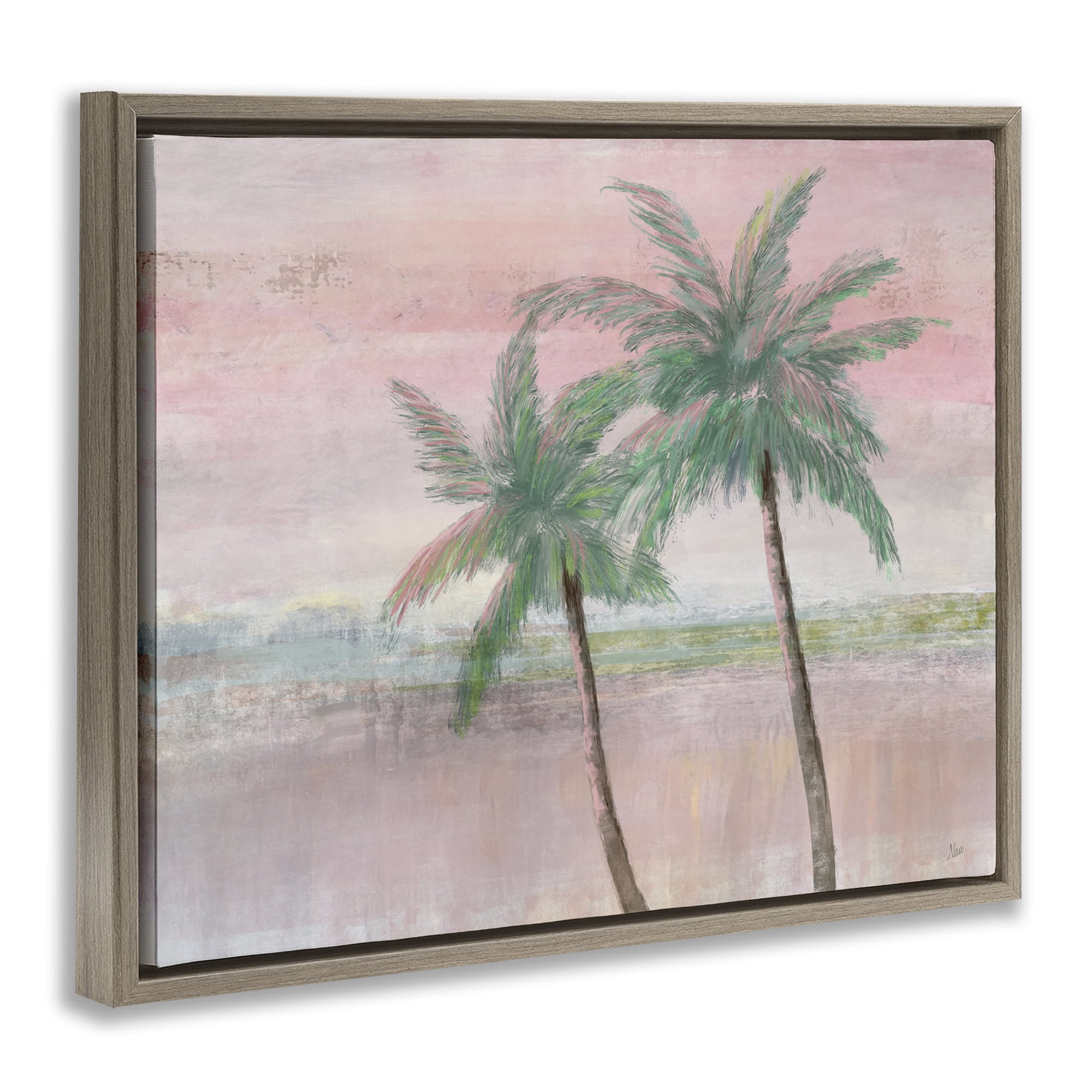 Stupell Industries Sunset Palms at Dusk Brown Framed Floater Canvas Wall Art, design by Nan