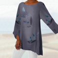 thumbnail image 1 of Femmes Coton Lin Fleur Dames T-Shirt Blouse Casual Tops, 1 of 4
