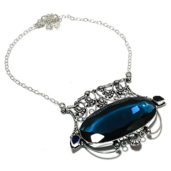 Indicolite Tourmaline 925 Sterling Silver Jewelry Necklace 18"