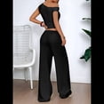 thumbnail image 4 of Conjuntos de Dos Piezas para Mujer, Top Corto Informal de un Solo Hombro, Pantalones Anchos y Conjuntos Y2K A Juego. Negro S, 4 of 7