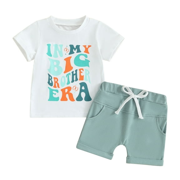 Bagilaanoe 2pcs Newborn Baby Boy Shorts Set Short Sleeve Letter Print T Shirt Tops Shorts 3M 6M 12M 18M Infant Casual Summer Clothes