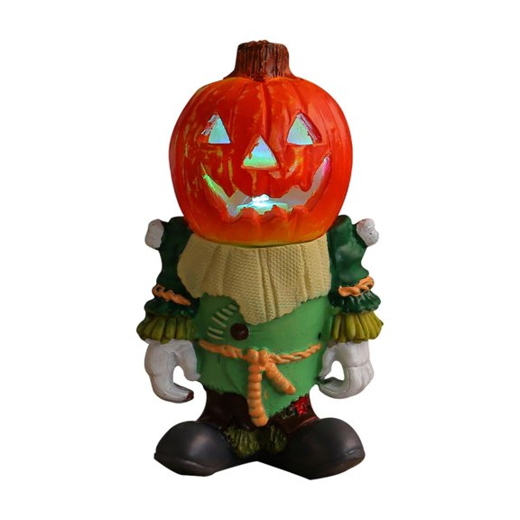 YIKA Halloween Decoration Halloween LED Lights Pumpkin Riders Tabletop Ornament Decoration Glowing Small Pumpkin Head Ghost Resin Yard Decoration Halloween Ornaments