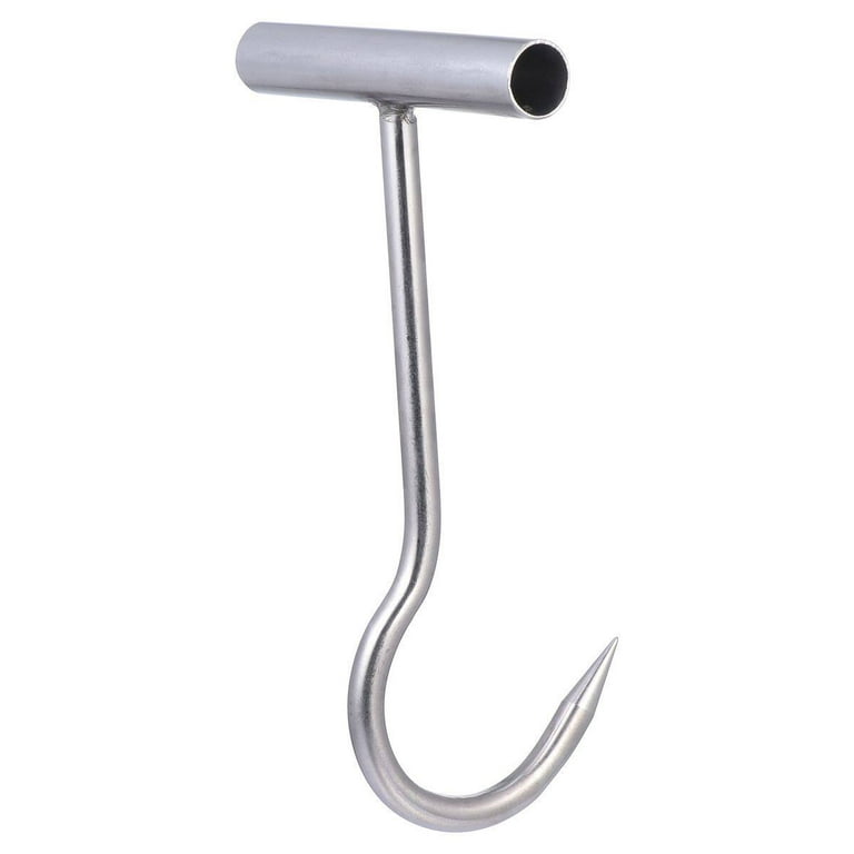 NUOLUX Meat Hooks for Butchering T Shaped Steel Hook with Handle Butcher  Shop Tool Kit
