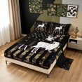 thumbnail image 2 of Manfei Country Style Deer Queen Sheets, Farmhouse Country US FlagQueen Sheet SetsBlack Dark Brown, 4 Pieces, 1 Flat Sheet, 1 Fitted Sheet and 2 Pillowcases, 2 of 6