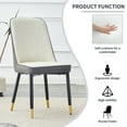 thumbnail image 2 of Hassch Modern PU Leather Dining Chairs Set of 2, with Curved Contour, Thick Cushioned Seat, and Sturdy Metal Legs for Home, Office, or Kitchen (White+Dark Gray), 2 of 7