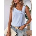thumbnail image 6 of Women'S Button Asymmetrical V Neck Striped Print Blouses Casual Sleeveless Tank Top Summer Shirt Tops Light Blue XXL, 6 of 8