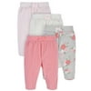 Gerber Baby Girls Microfleece Pants, 4-Pack, (Newborn - 24 Months)