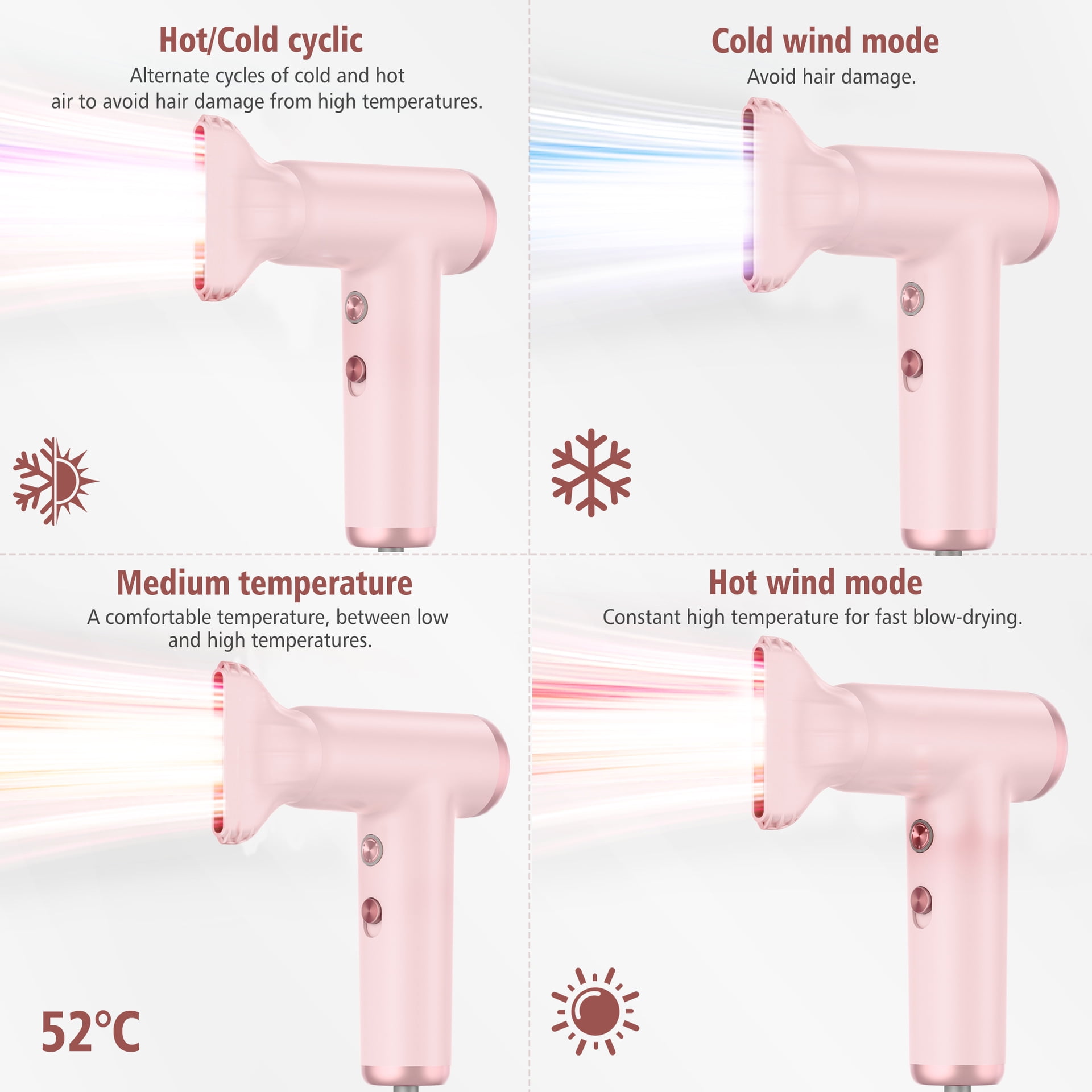 High-Speed Ionic Hair Dryer with 110,000 RPM Brushless Motor, Professional Lightweight Blow Dryer for Fast Drying, Frizz Control & Shine, Includes Magnetic Nozzle